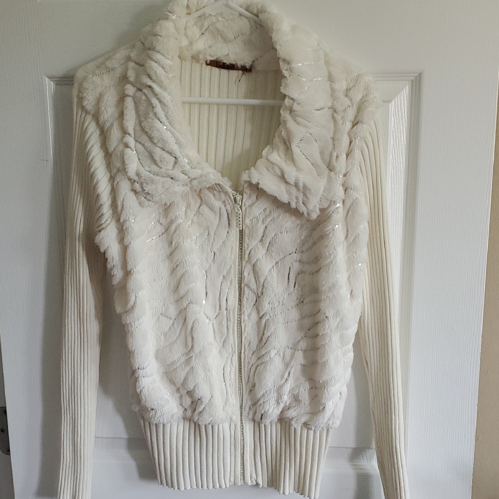 Belldini White Faux Fur Jacket